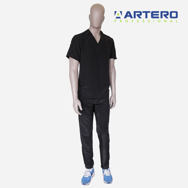 아테로 코르도바 블랙 상의 하의 세트 W363_W365 남여공용 애견 미용 의류 미용복 유니폼 가운
