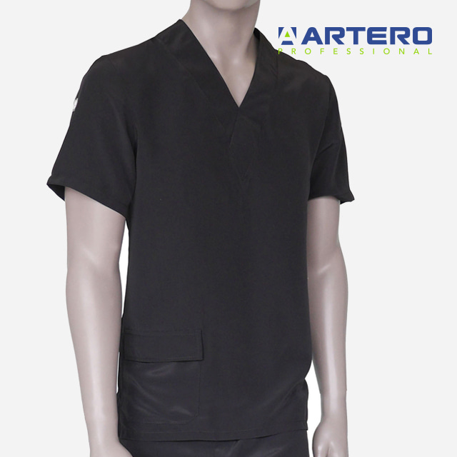 아테로 코르도바 블랙 상의 남여공용 애견 미용 의류 미용복 유니폼 가운